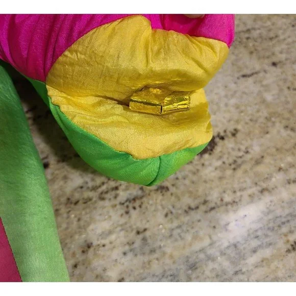 Vintage 1991 Platinum Embrace Parachute Puffy Pink Green Snake Plush Puppet 63" - Picture 8 of 12